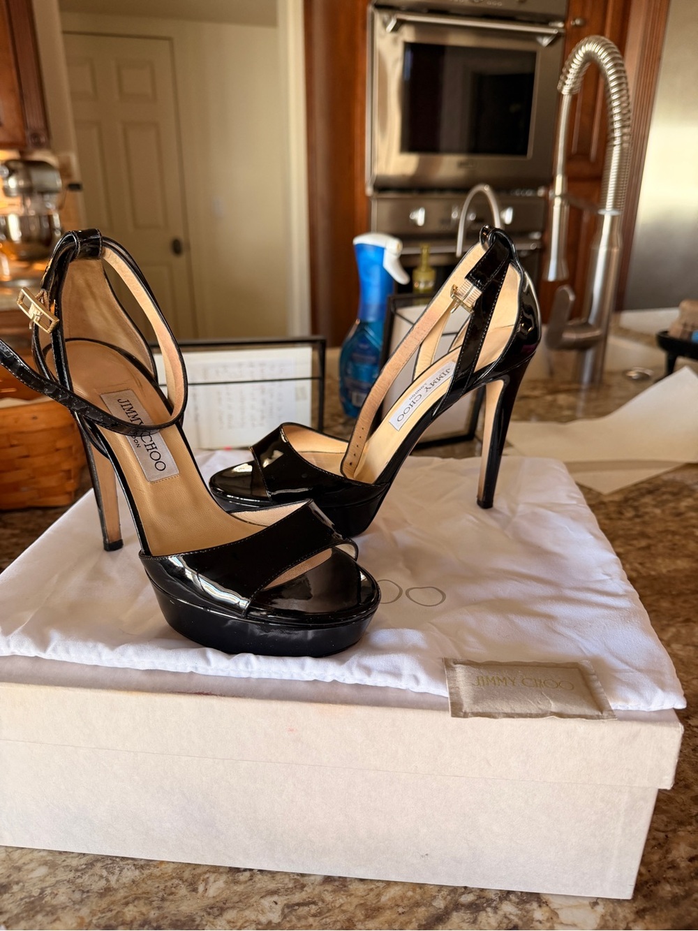 Jimmy Choo Black Patent Leather Platform heels